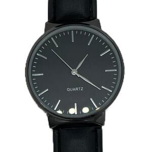 Watch Fashion PU Leather Quartz Analog Watch Black